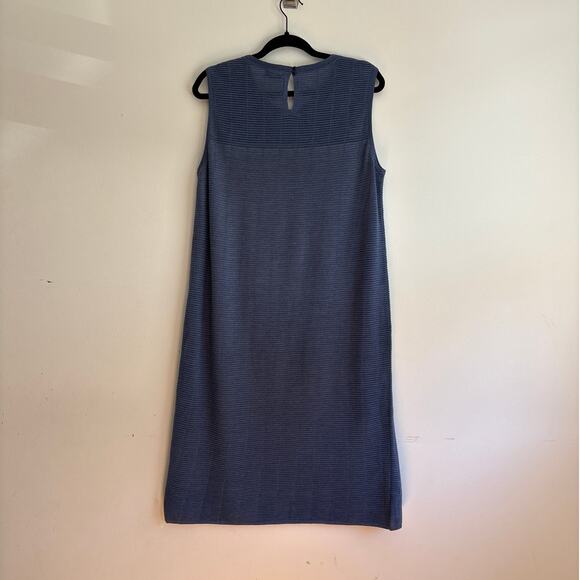 AKRIS Wool and Silk Textured Grid Optics Dress Fully Silk Lined Large Blue - Picture 8 of 13